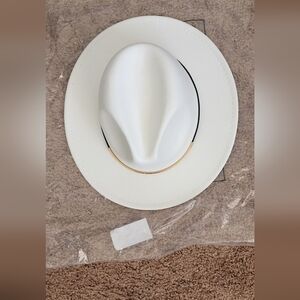 Elegant White Hat with Gold Accent